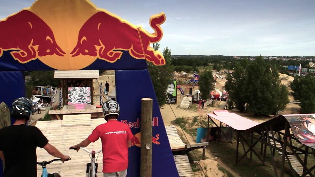 Two cyclists at Red Bull ramp